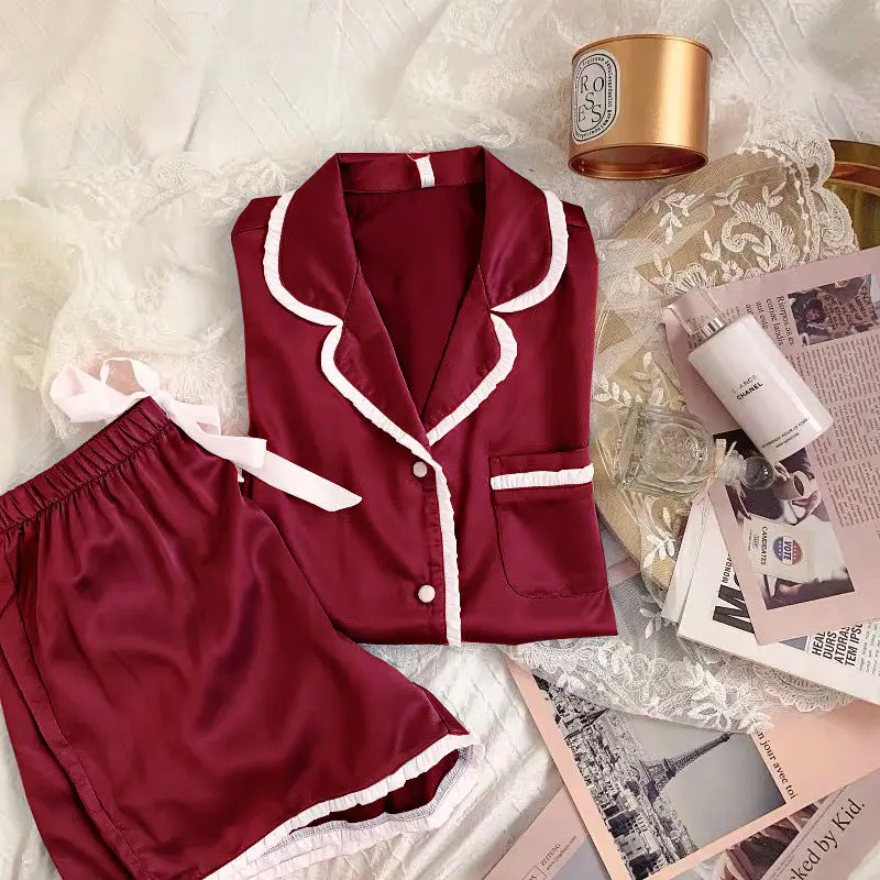 

M-5xl ice silk pajamas women's spring and summer short sleeve thin Student Korean lovely suit women's pajamas home wear