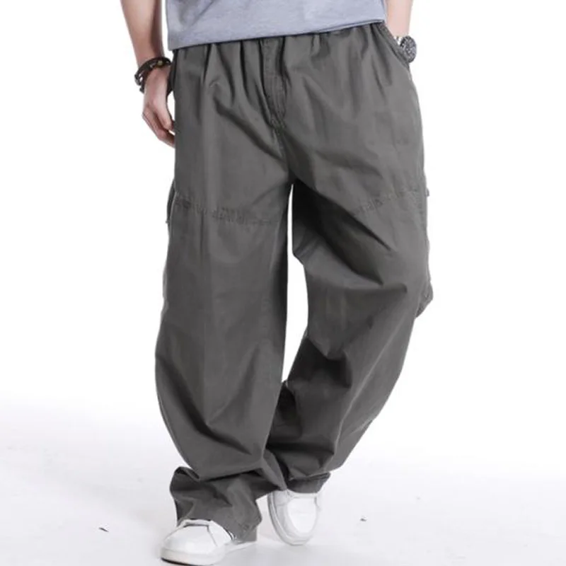 

Spring Summer Plus Size Cargo Pants for Men Cotton Casual Joggers Pants Side Pocket Loose Baggy Trousers Streetwear Man Clothes