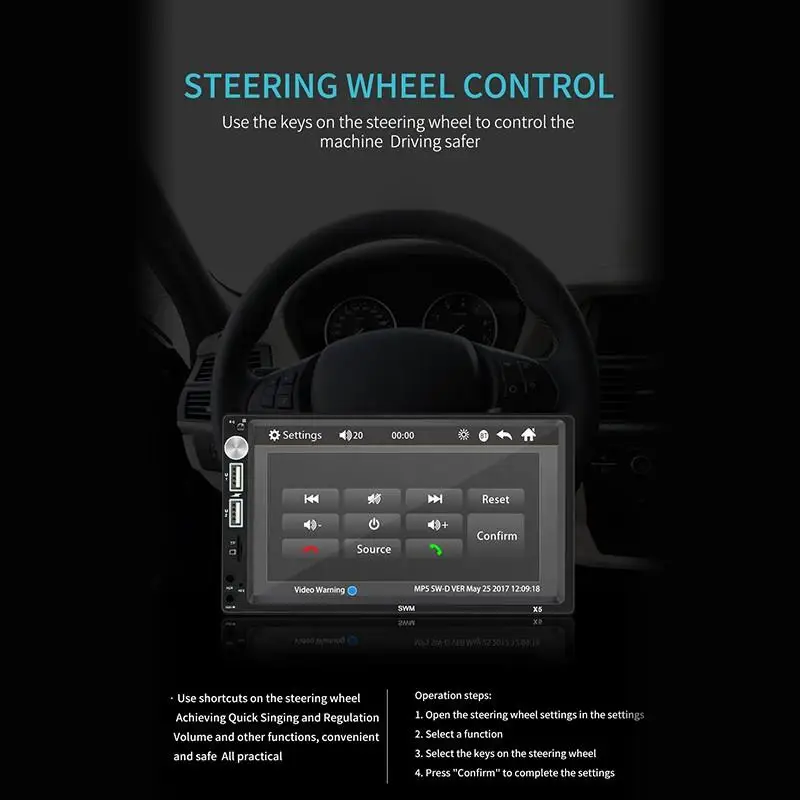 X5 Автомагнитола 2 Din Bluetooth Авторадио " HD сенсорный экран обратное изображение 2din стерео Авто MP5 плеер AUX USB FM камера 7018B