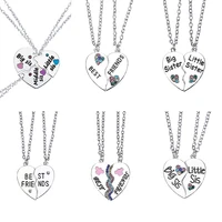 23 pcs luxury best friend pendant necklace for women love heart crystal big sister little sister jewelry accessories
