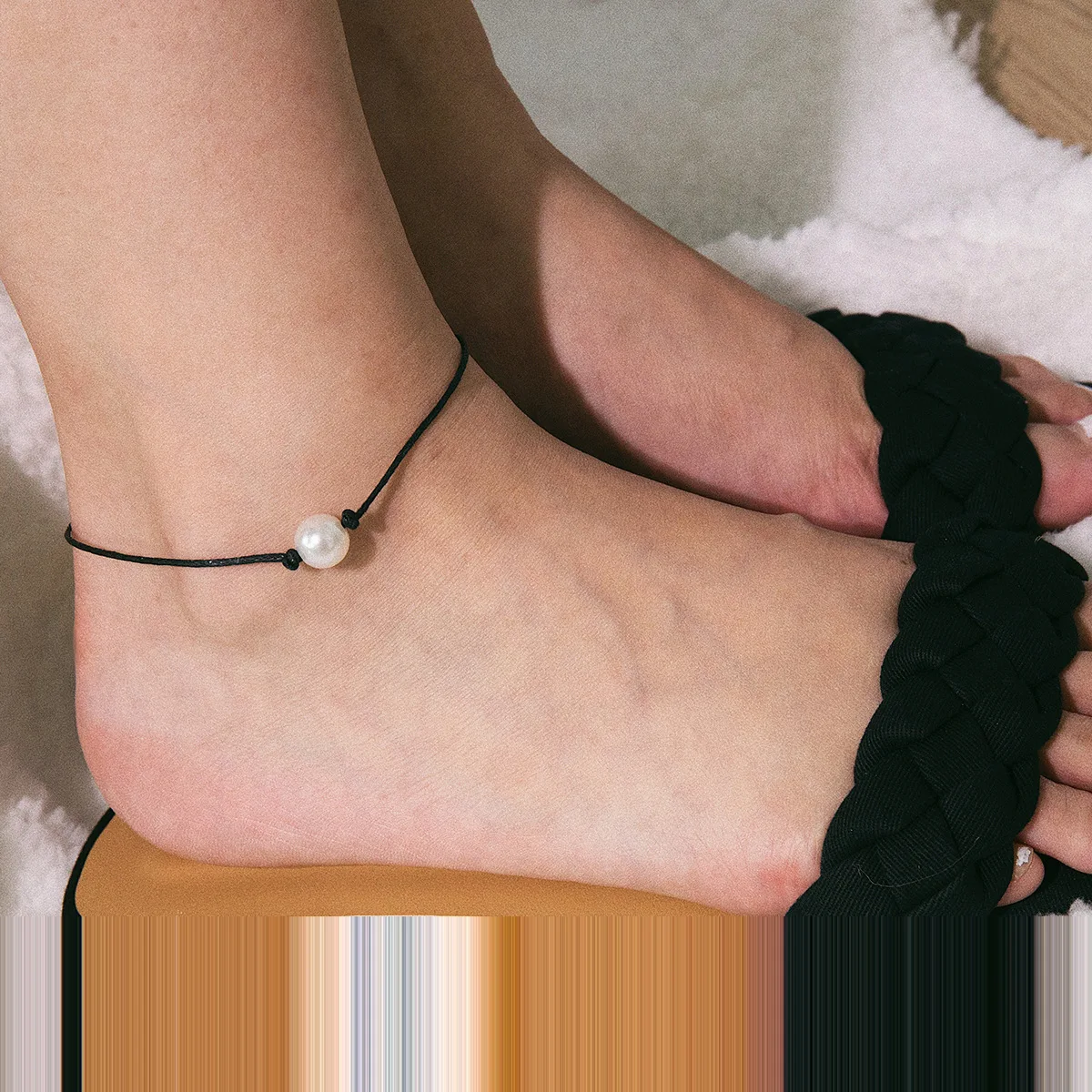 Скромный этнический браслет на ногу с искусственным жемчугом для женщин в