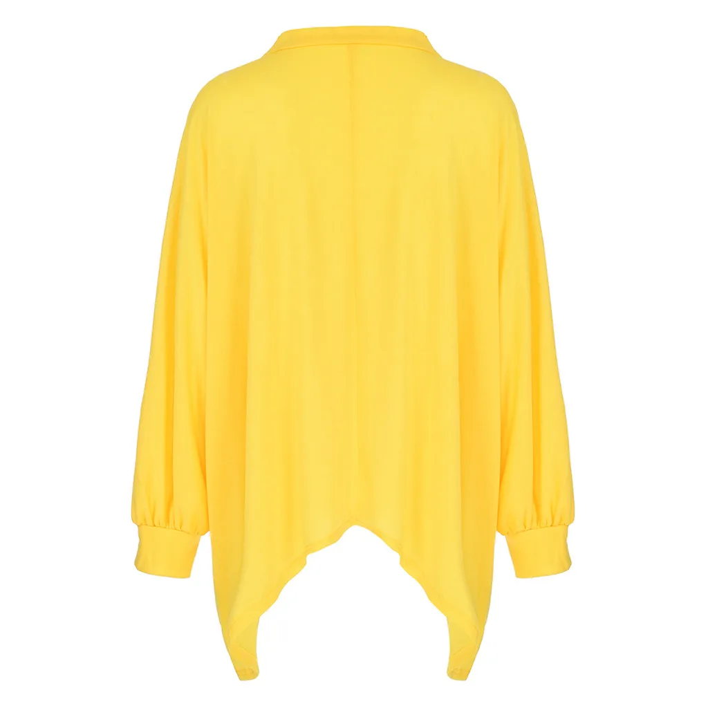 feitong Blouse Female Clothing Women's Loose Plus Size Solid Long Sleeve V-neck Pullover Blouse Tops Shirt Plus Size 5XL