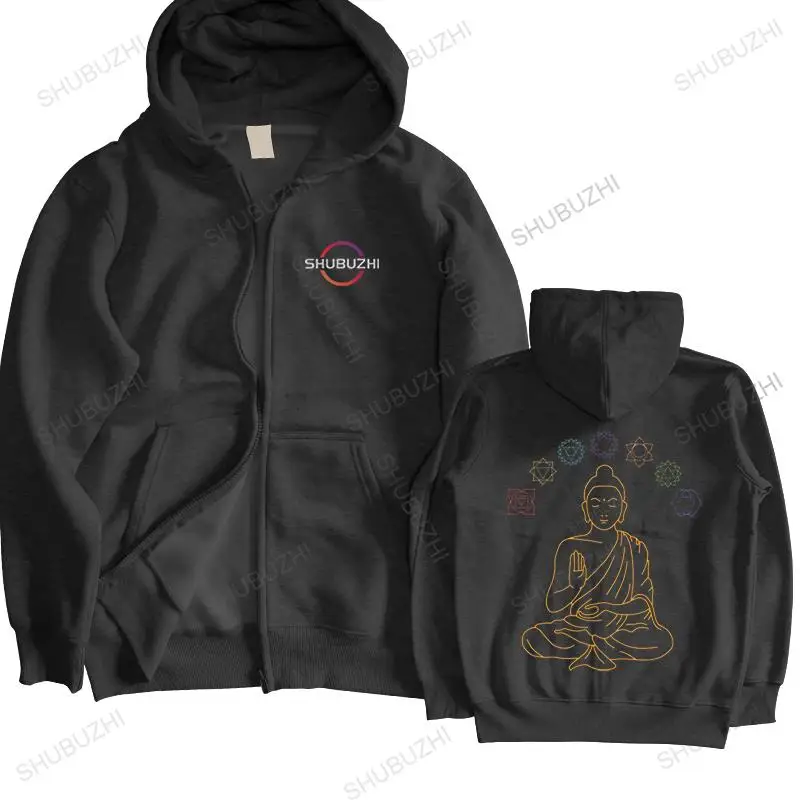 

Seven Chakras Meditating Buddha jacket Men Pure Cotton Fashion hoody Buddhism Mandala casual printing sweatshirt Top Appare