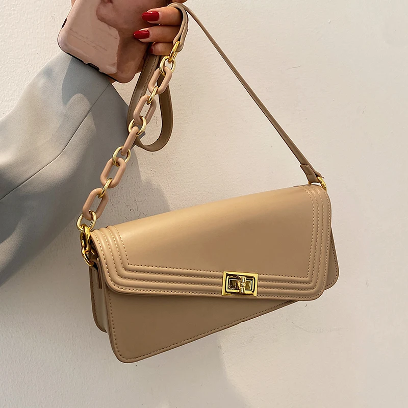 

Niche Design French High-end Messenger Bag New Fashion Chain Bag Square Bag Shoulder Bag Underarm Bag Dual-use Bag Width: 26cm