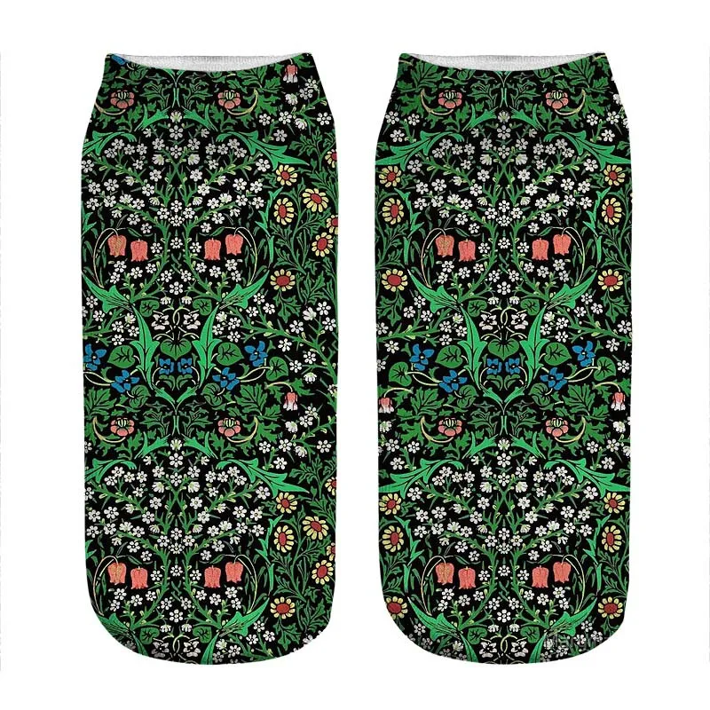 

Women's socks kawaii green William Morris Floral Printed Socks Woman harajuku Happy Funny Novelty cute girl gift Socks for women