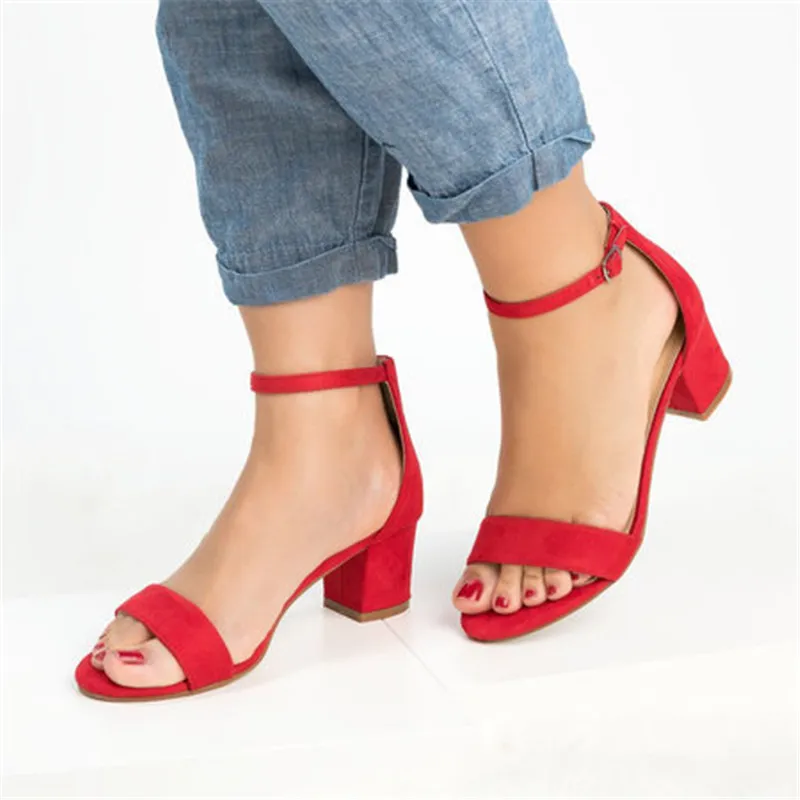 Women Solid Color Open Toe Sandals Summer Ladies 5CM Thin High Heels Female Plus Size Shoes 2020 New Leopard Print Shoes|Боссоножки и