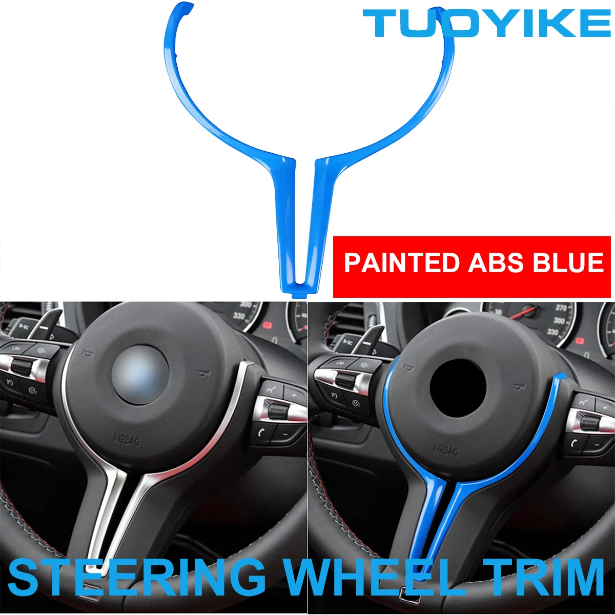 

Painted Blue ABS Car Steering Wheel Trim Cover Sticker Color-Coated For BMW M2 F87 M3 F80 M4 F83 F10 M5 F06 F12 F13 M6 2014-18
