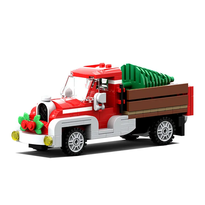 

189pcs MOC Building Blocks Christmas Winter Village Scene Holiday City Old Truck With tree Reindeer Santa Claus Toys Kids gift