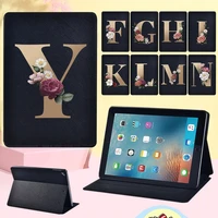 tablet case for apple ipad air 4air 3air 1air 2 high quality flip leather stand cover case with gold letter pattern stylus