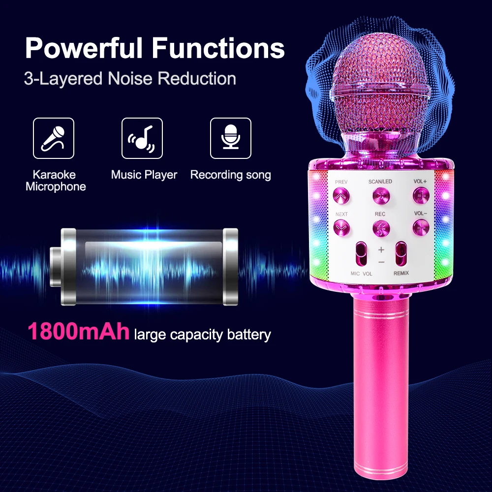 Обновленный Bluetooth микрофон для караоке Ws858 светодиодный светильник беспроводной