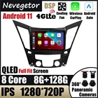 Автомагнитола на Android 11 для Hyundai Sonata 6 YF 2009-2014, GPS-навигатор, Восьмиядерный процессор, 8 ГБ + 128 Гб, разъем 2 Din, DVD