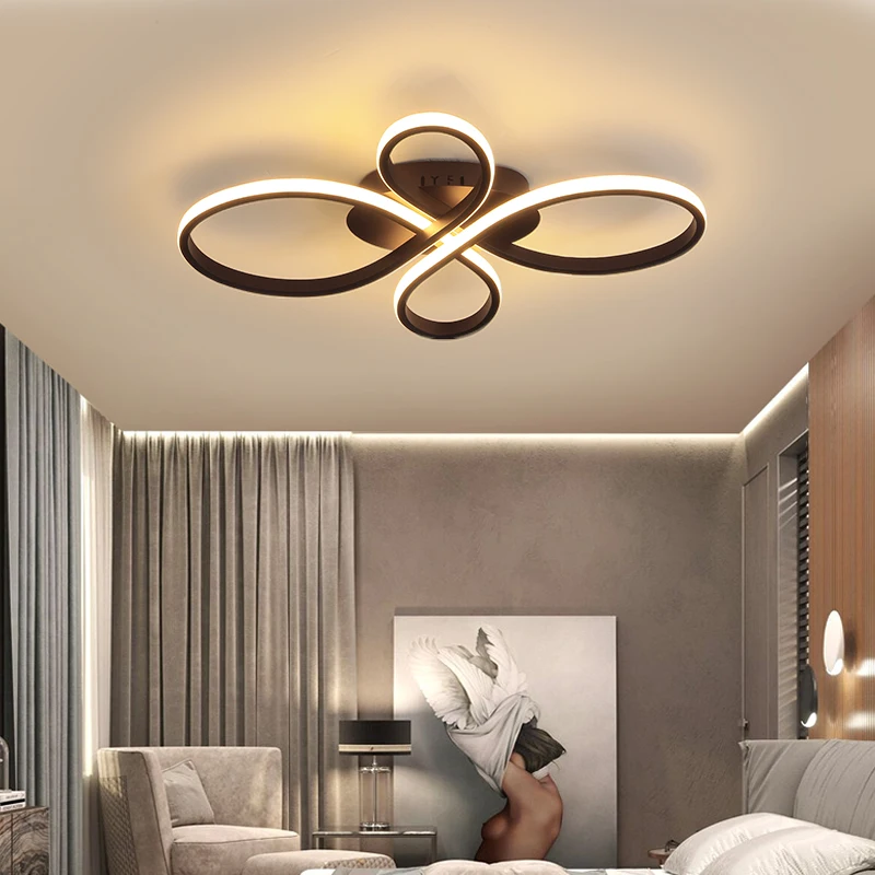 

White/brown led lamp Modern Led Ceiling Chandelier For Livingroom Bedroom Study Room Home Deco Remote dimming Chandelier Fixture