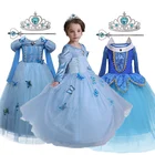 Зимние платья с длинным рукавом, красивое платье принцессы для девочек, косплей-костюм, детское платье, детский карнавал, 3 шт., платье для Хэллоуина Вечерние