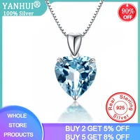 yanhui silver 925 jewelry necklace 100 925 sterling silver sapphire pendant luxury woman crystal pendant necklace fine jewelry