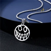 new hip hop fashion demon face stainless steel necklace pendant punk style party jewelry anniversary gift