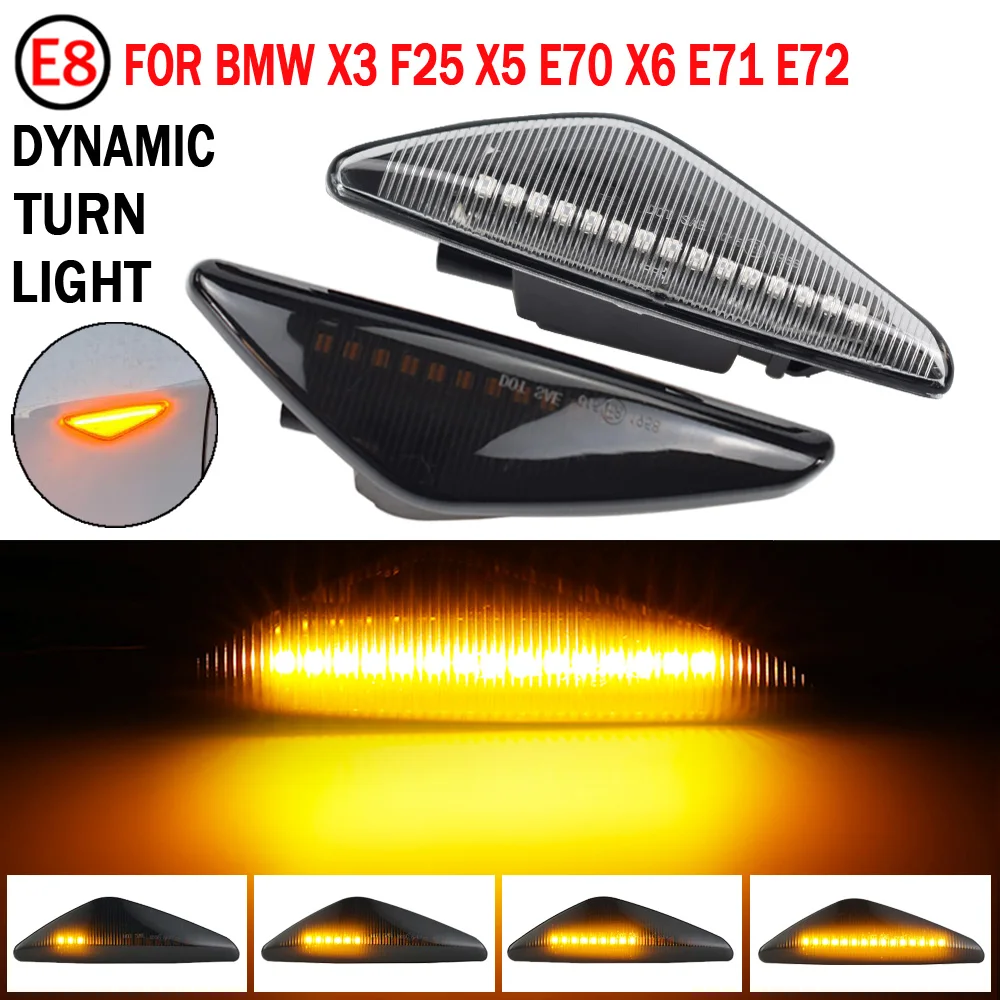 

2pcs For BMW X3 F25 X5 E70v X6 E71 LED Dynamic Turn Signal Lights Side Marker