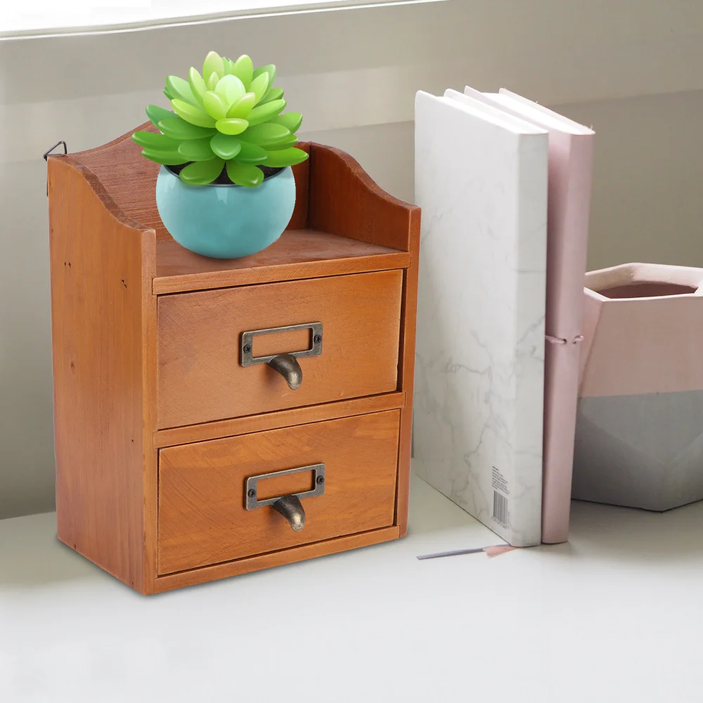 

1pc Retro Style Wooden Storage Box Wooden Desktop Storage Box for Home (Wood)