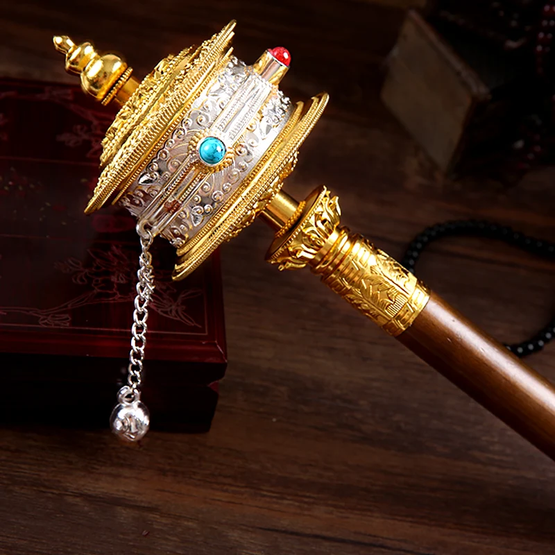 30 см тибетские поставщики изысканный Biddhist сплав металл ручная резьба кристалл