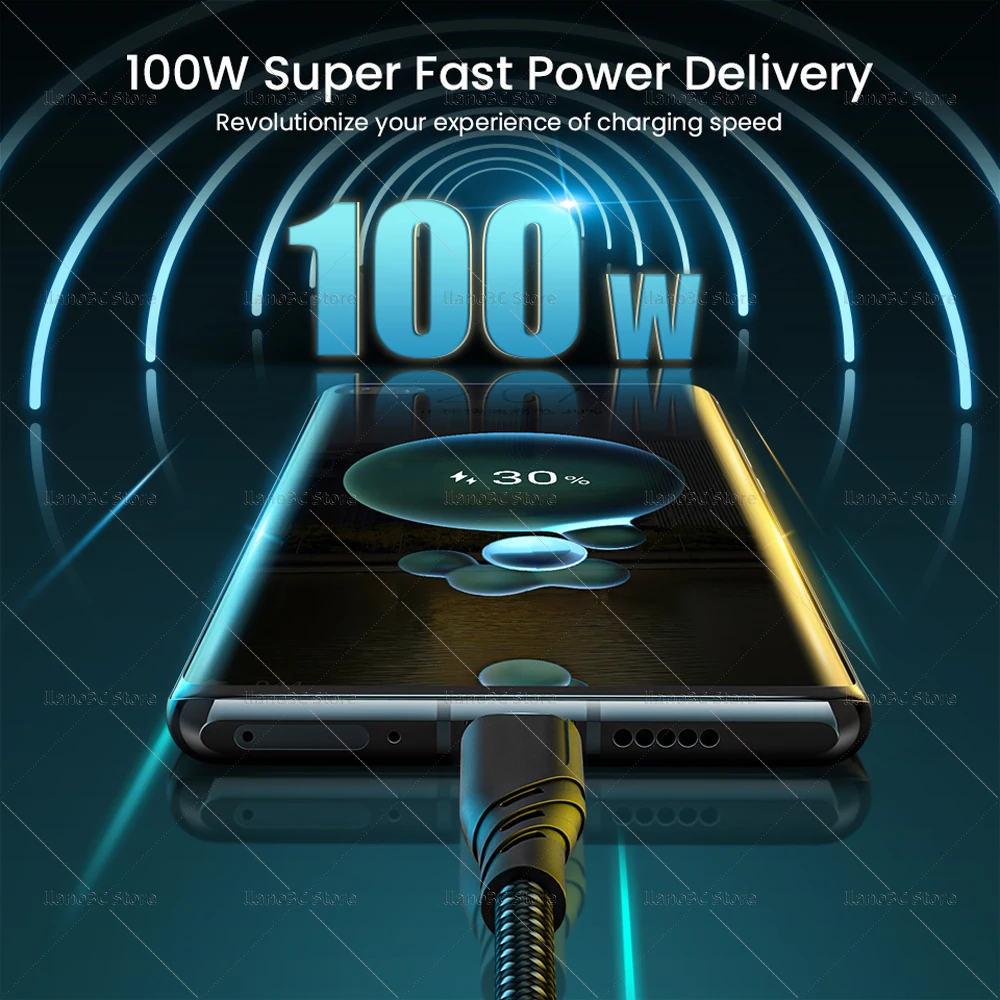 5A USB C Cable PD100W 3.1 Gen2 10Gbps 4K QC4.0 Fast Charging For MacBook Air iPad Xiaomi Huawei P50/40 Samsung Note 20 | Мобильные