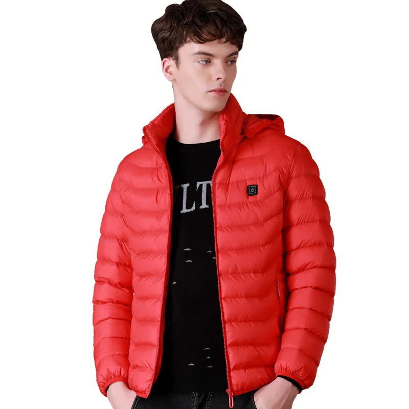 

2020 border winter warm hooded jacket male USB charging intelligent heating heating down cotton padded jacket for women