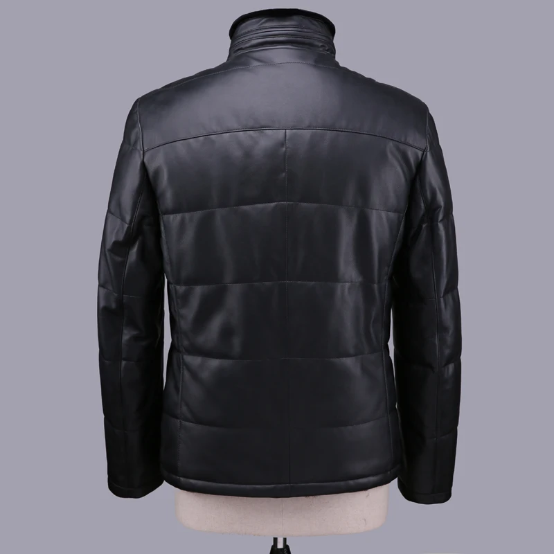 

Men Geniune Sheepskin Jacket Leather Duck Down Coats With Natural Rex Rabbit Fur liner Coat 22-H28# MF502