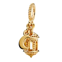 original 925 sterling silver charm golden arabian lantern moon pendant fit pandora women bracelet necklace diy jewelry
