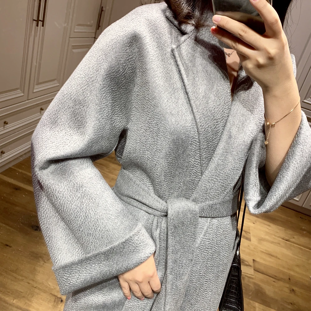 High-end Winter Women's Coat Long Cashmere Water Ripple Autumn Caramel Color Camel Lace Classic Temperament Black | Женская одежда