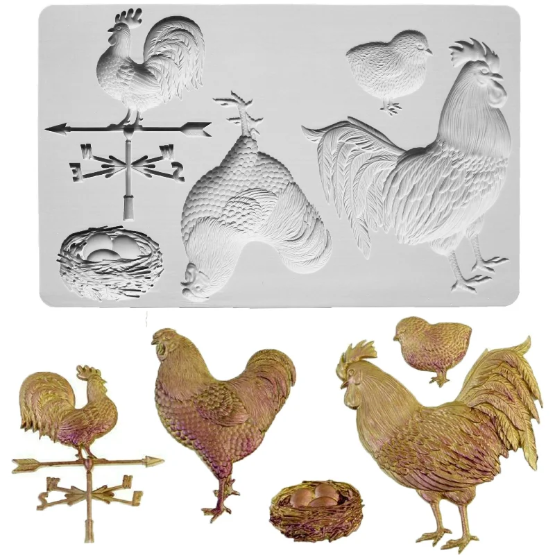 

Петух и цыпленок, помадка, искусственная ферма, курятник, шоколадная форма, украшение для торта, инструменты для выпечки, кухонный гаджет