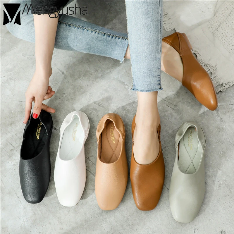 

Ladies Flats new ballerinas soft leather moccasins slip on retro grandma shoes spring summer driving shoes woman mules slippers