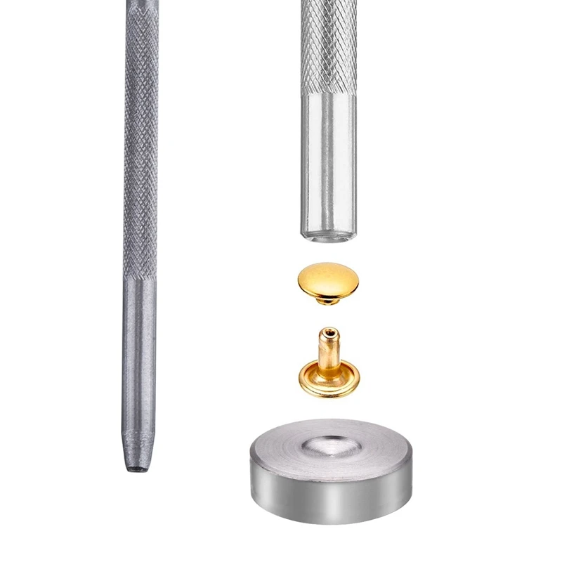 180 Set Leather Rivets Double Cap Rivet Tubular Metal Studs with 3 Pieces Fixing Tool for DIY Craft Replacement | Дом и сад