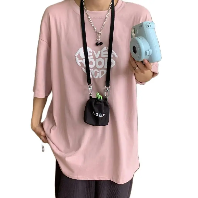

Korean Retro Design Love Printing Tops Women Tees Student Japanese Summer Casual Short Sleeve White Pink Harajuku T-Shirt Female