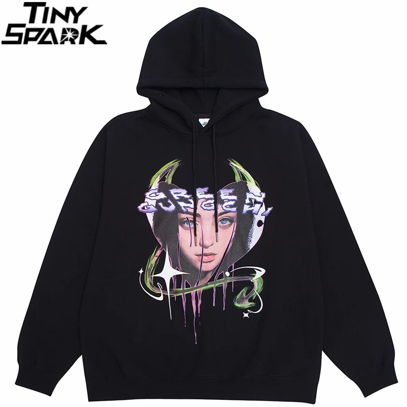 

Уличная одежда худи в стиле хип-хоп толстовка с капюшоном с принтом злой девушки 2021 Мужская Harajuku хлопок флисовый пуловер Осенняя футболка