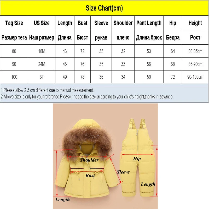 

Children Snowsuit Russia Winter Jacket Overall for Girl Boy Down Parka Coat Baby Snow-Wear Kids Clothing Sets Real-Fur Outerwear