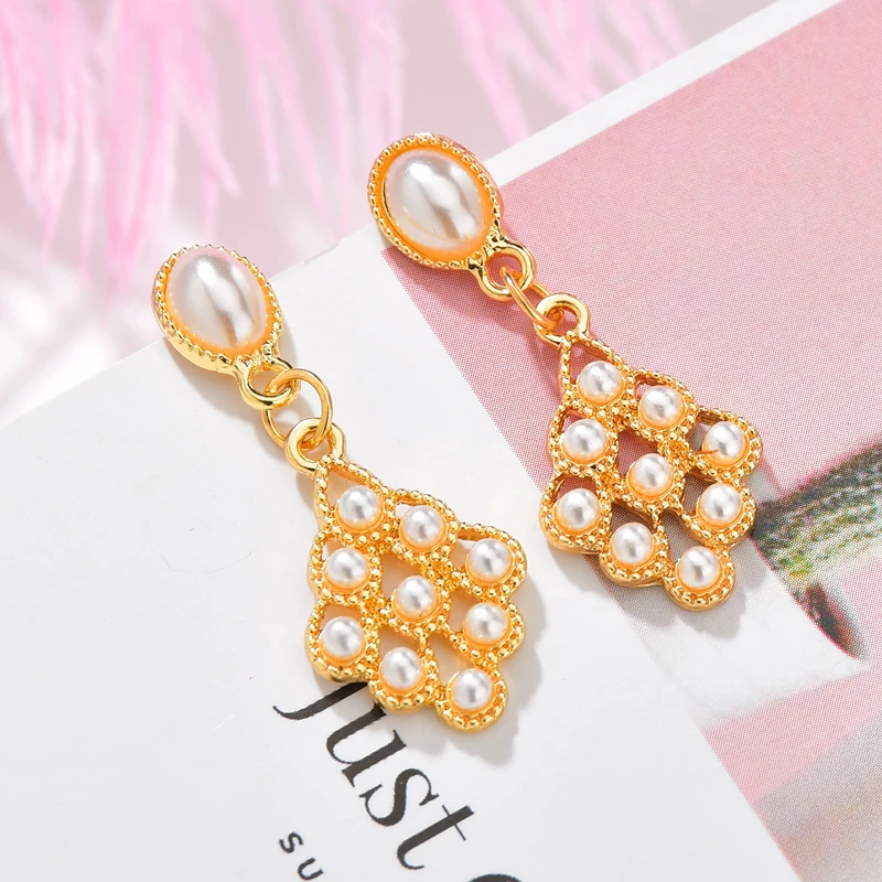 New Natural Freshwater Pearls Drop Earrings For Women Geometric Flowers Shaped S925 Silver Hooks Dangle Female Jewelry | Украшения и