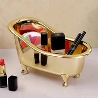 mini bathtub soap jewelry storage box makeup organizer container desktop sundry storage case gold silver sundries storage box
