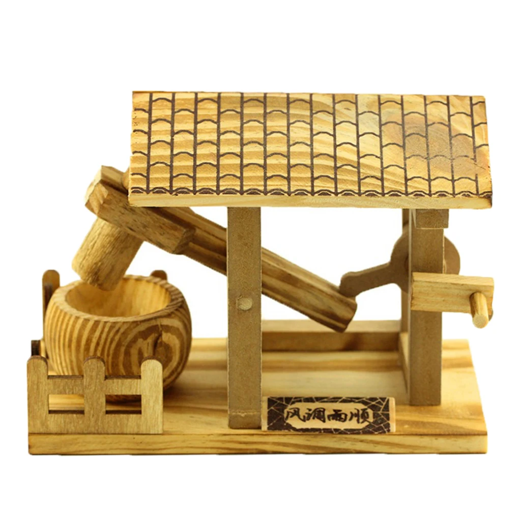 

Solid Wood Water Pestle Figurine With Music For Home Office Desk Decor Ornament