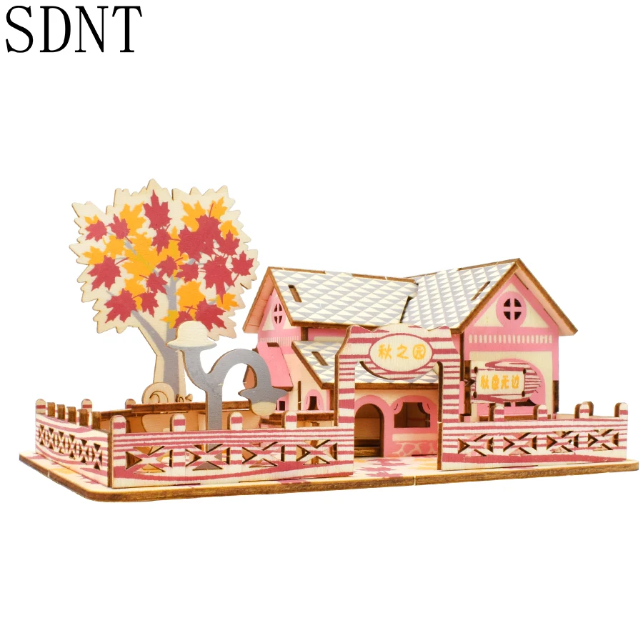 Пазл Осенний сад деревянные игрушки 3D стерео Лазерная вырезка головоломка
