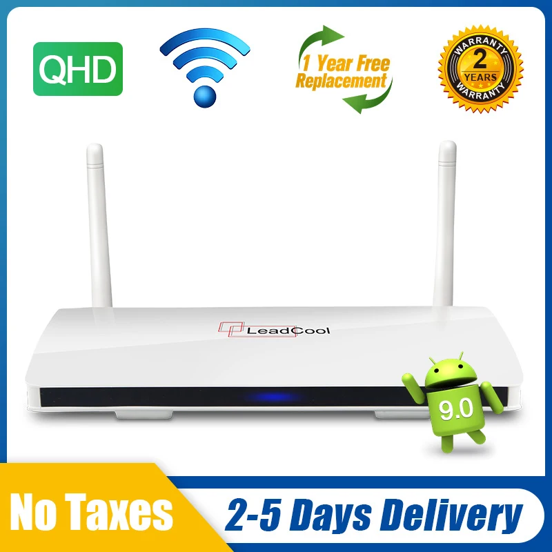 ТВ-приставка Leadcool QHD Smart TV Android 9 0 четырехъядерный процессор Amlogic S905W медиаплеер 4K 2 4