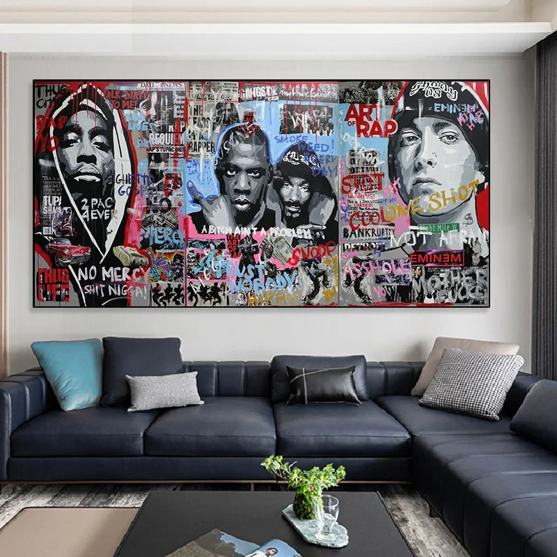 Граффити уличное искусство рэп музыка звезда холст картина хип-хоп рэпер плакат