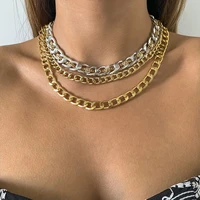 hip hop rock thick miami containment cuban collars necklace ladies multi layer heavy metal necklaces girl collar jewelry gift