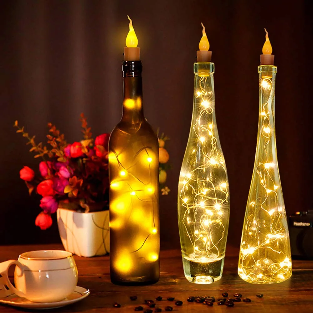 2M 20LED Copper Wire Lamp Wine Bottle Cork Warm White Battery Powered LED String Light For DIY Party Decoration Christmas | Лампы и