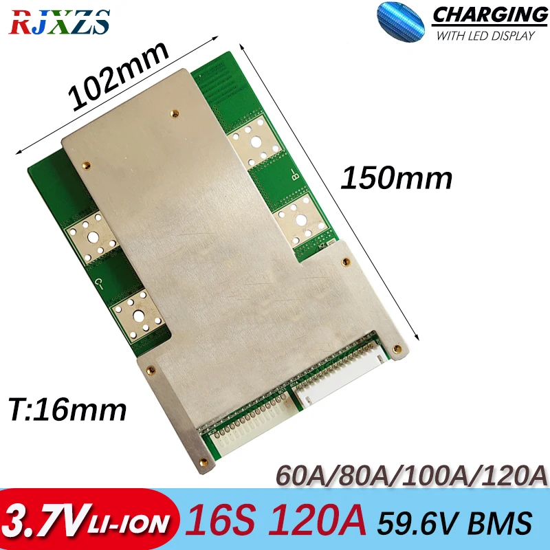 Защитная плата BMS 16S 80A/100A/ 120A Li-Ion PCM для аккумуляторных батарей электрического