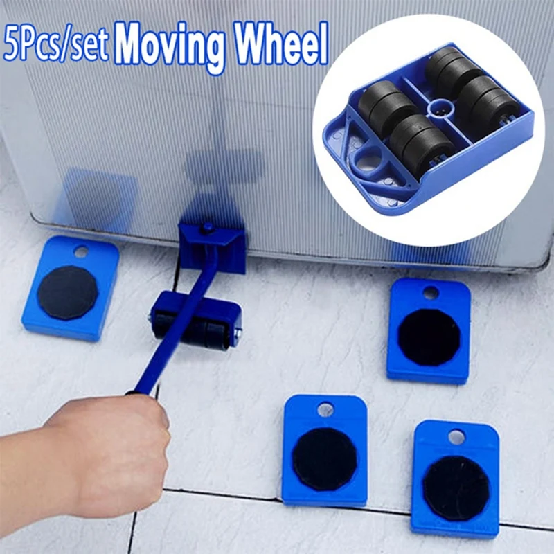 

5Pcs/Set Heavy Duty Moves Furniture Tool Heavy Stuffs Transport Lifter Moving Wheel Slider Remover Load 200Kg/440Lbs