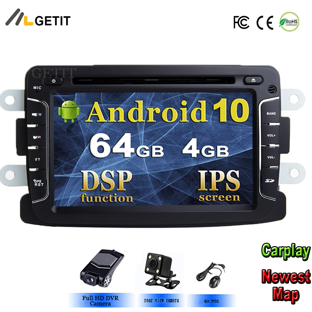 DSP чип ips автомобильный мультимедийный плеер Android 10 Automotivo 2 Din для Dacia/Sandero/Duster/Renault/Captur/Lada/Xray 2/Logan 2 GSP