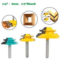 1pc 14 6 35mm shank milling cutter wood carving 45 degree lock miter router bit tenon milling cutter woodworking machine tools