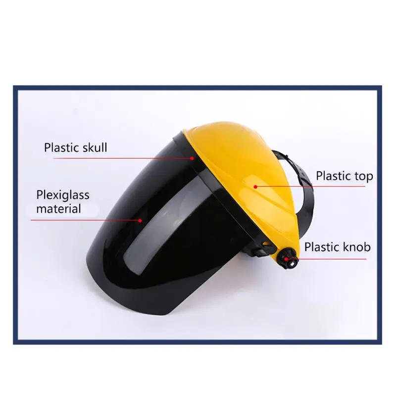 

Multipurpose High Temperature Anti-spit Transparent Plexiglass Face Protection Cover Mask Head-mounted Shield Screen Grinding