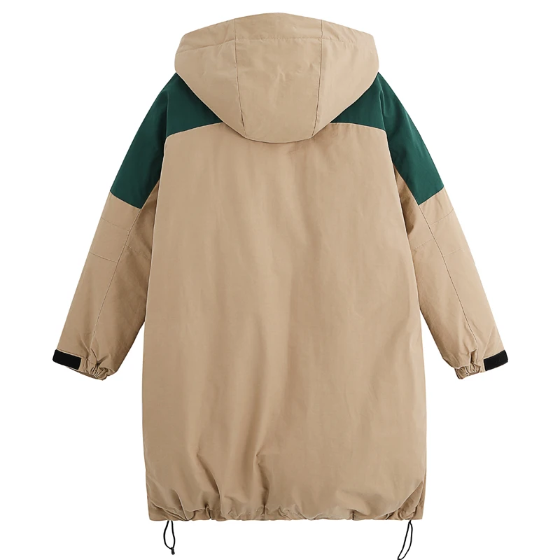 

2020 Fashion Winter Long Parka for Women Oversize Loose Patchwork Winter Jackets Hooded Thick Cotton Padded Coats Female Outwear
