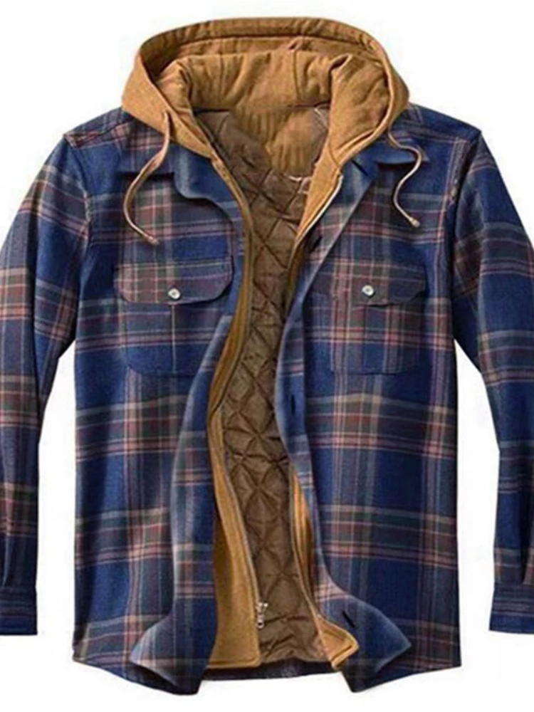 Winter Thick Cotton Plaid Long-sleeved Loose Hooded Jacket Jacket, Super Thick and Super Warm, No Longer Afraid of Cold Weather