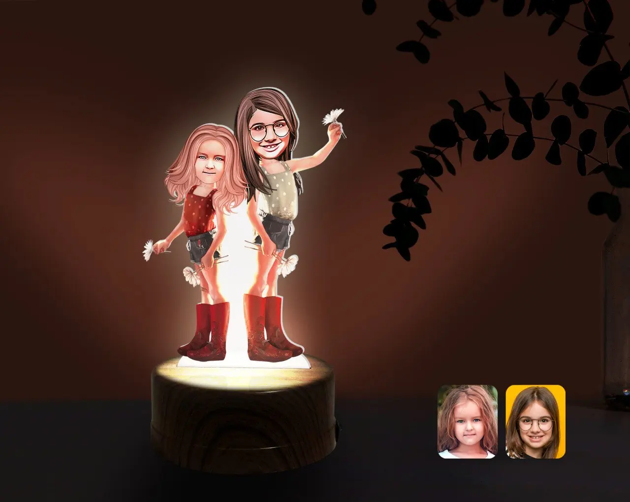 

Персонализированные сестры карикатура декоративные 3D брелок светодиодный подсветкой ночного Lambası-5 надежный современный простой подарок ...