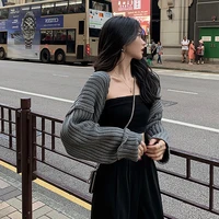 women sexy batwing sleeve cardigan knitted loose short swaters new fashion solidcolor female open stitching retro causal coat